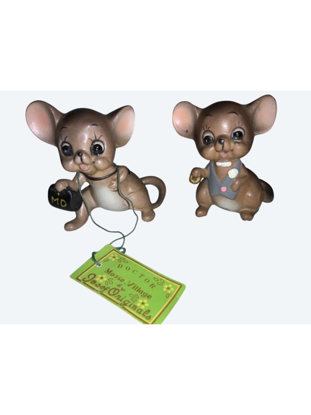 Josef Originals MOUSE VILLAGE Doctor Mouse and Bride Groom Vintage Figurines